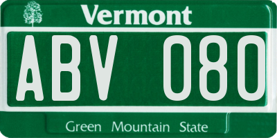 VT license plate ABV080
