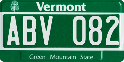 VT license plate ABV082