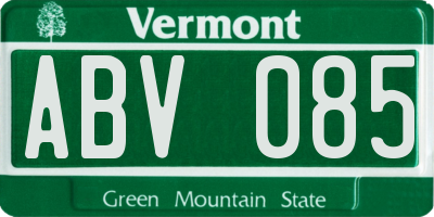 VT license plate ABV085