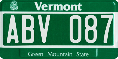 VT license plate ABV087