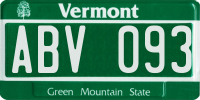 VT license plate ABV093