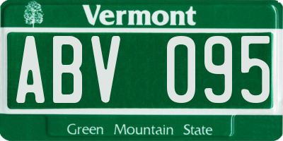 VT license plate ABV095