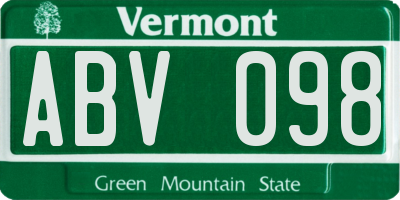 VT license plate ABV098