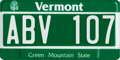 VT license plate ABV107