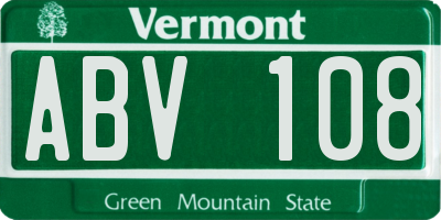 VT license plate ABV108