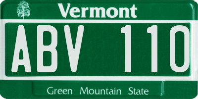 VT license plate ABV110