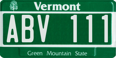 VT license plate ABV111