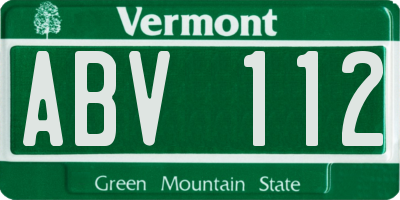 VT license plate ABV112
