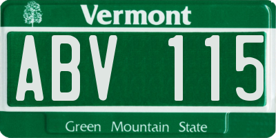 VT license plate ABV115