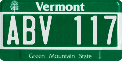 VT license plate ABV117