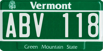 VT license plate ABV118