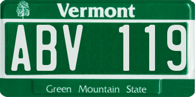 VT license plate ABV119