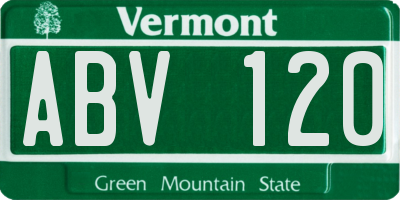 VT license plate ABV120