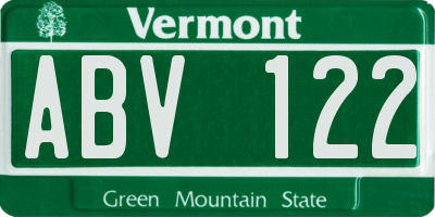 VT license plate ABV122