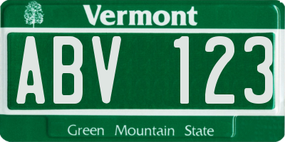 VT license plate ABV123