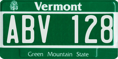 VT license plate ABV128