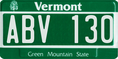 VT license plate ABV130