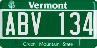 VT license plate ABV134