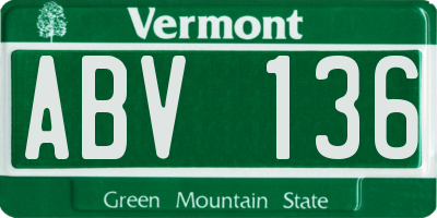 VT license plate ABV136