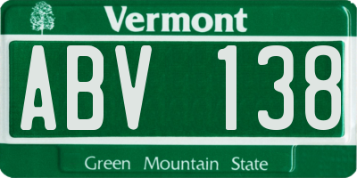 VT license plate ABV138