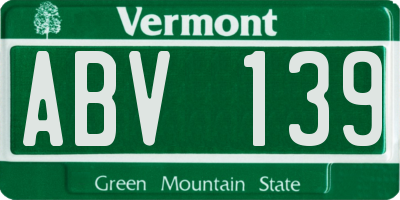 VT license plate ABV139