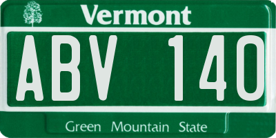 VT license plate ABV140