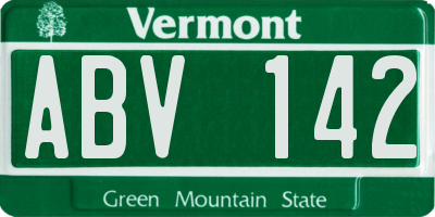 VT license plate ABV142