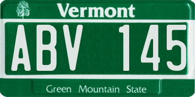 VT license plate ABV145