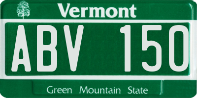 VT license plate ABV150