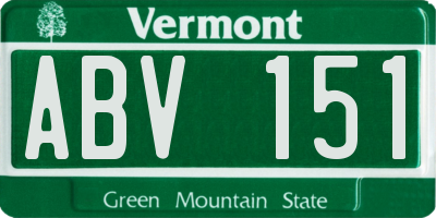 VT license plate ABV151