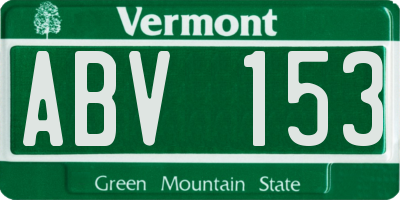 VT license plate ABV153