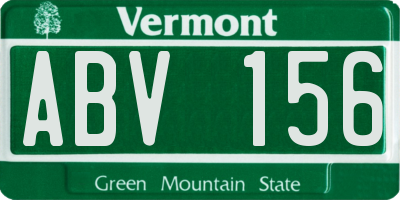 VT license plate ABV156