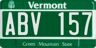 VT license plate ABV157