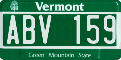 VT license plate ABV159