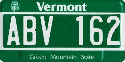 VT license plate ABV162