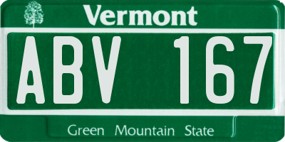 VT license plate ABV167