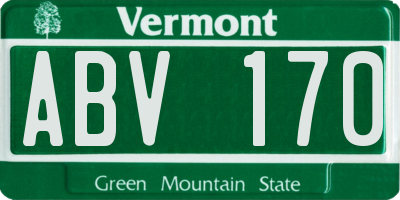 VT license plate ABV170
