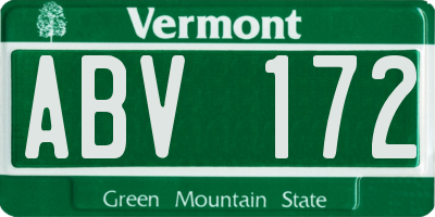 VT license plate ABV172