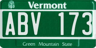 VT license plate ABV173