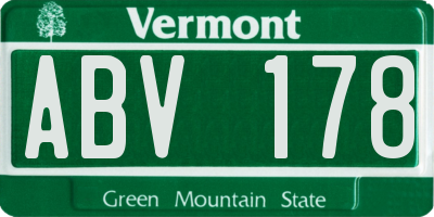 VT license plate ABV178