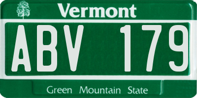 VT license plate ABV179