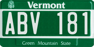 VT license plate ABV181