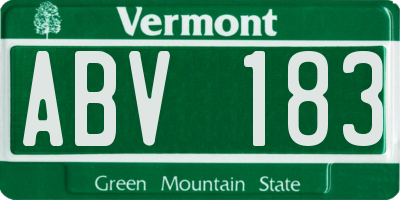 VT license plate ABV183