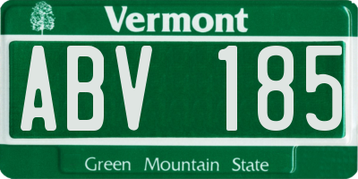 VT license plate ABV185