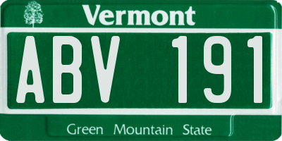 VT license plate ABV191