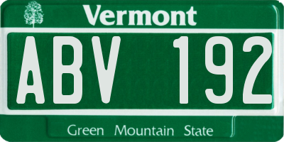 VT license plate ABV192