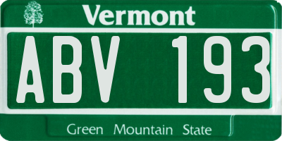 VT license plate ABV193