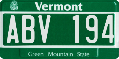VT license plate ABV194