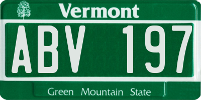 VT license plate ABV197