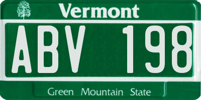 VT license plate ABV198